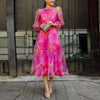 Women's Elegant Floral Sheer Midi Dress – Summer