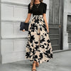 Women's Elegant Floral Colorblock Maxi Dress