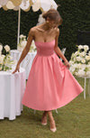 Women's Elegant Strapless Flared Midi Dress