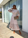 Women's Elegant High Neck Lace Midi Dress – Wedding Guest