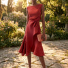 Women's Draped Asymmetric Sleeveless Midi Dress