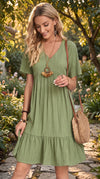 Women's Elegant Boho V-Neck Mini Dress