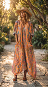 Women's Embroidered Relaxed Fit Dress with Pockets, Plus Size Available