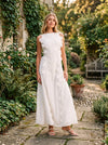 Women's Floral Embroidery Cotton Maxi Dress