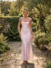 Women's Floral Jacquard Bias Cut Maxi Dress