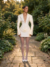 Women's Blazer Mini Dress with Draped Skirt