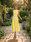 Women's Elegant Lace Panel Midi Dress