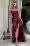 Women's Elegant Satin Sweetheart Maxi Dress – Wedding Guest
