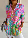 Women's Colorful Print Summer Blouse, Plus Size Available